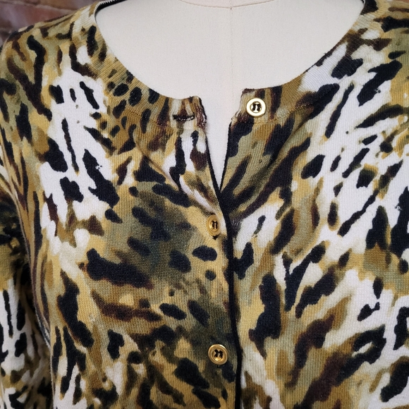 Jones New York Animal print cardigan Large - Picture 3 of 6